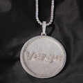 8cm Big Size Circle Round Custom Text Iced Out Pendant Personalized Name Letter Necklace Jewelry Hip Hop Style