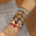 Natural Stone Double Layer Beads Bracelet Handmade Braided Bangle Women Jewelry
