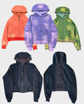 US Free Tax French Terry Men Hoodie Acid Wash Distressed Applique Hoodie Sun Faded Cracked Worn Cropped Boxy Hoodie for Men