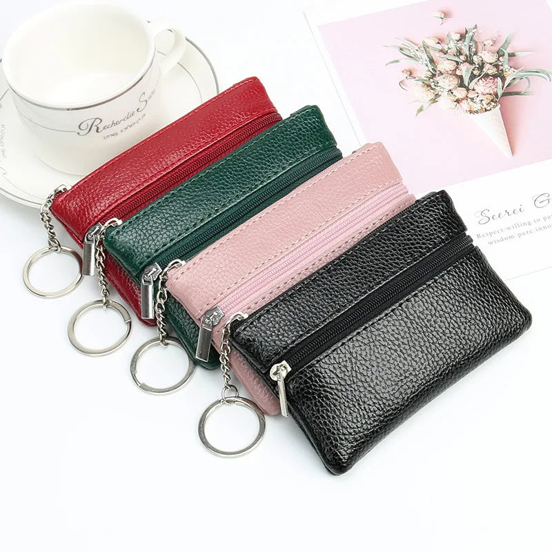 Women Wallets Keychain Pu Leather Credit Card Holder Change Coin Purse
