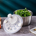 One-Handed Opeorated Kitchen Appliance Tools Dry Salad Mixer Stainless Steel Manual Fruit and Vegetable Salad Spinner