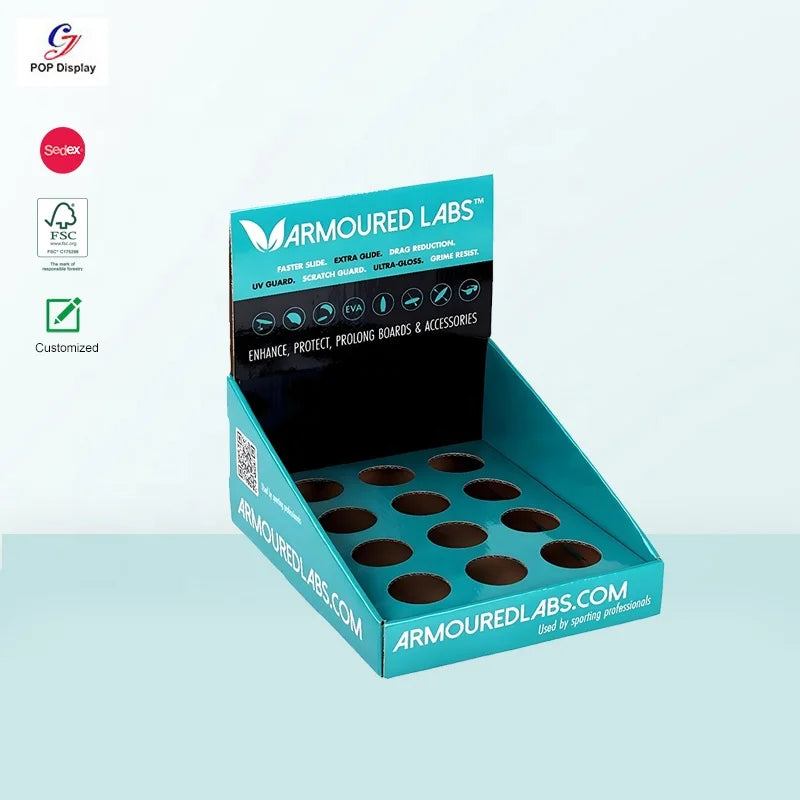 Recycled Cosmetic Cardboard Counter Bottle Display Box Pop up Nail Polish Oil Paper Display Desk Table Top CDU PDQ Tray Boxes