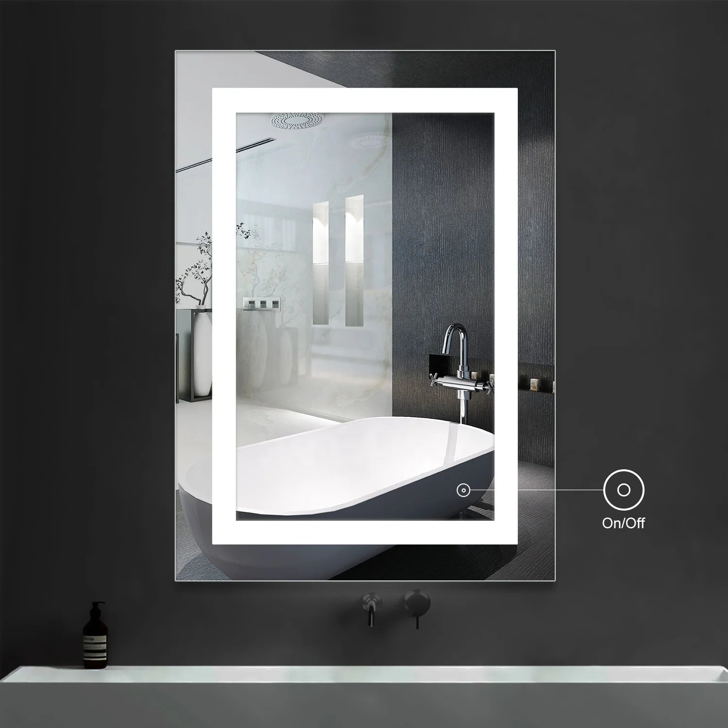 New Led Light Adjust Brightness Waterproof Wall Mounted Rectangular Bathroom Mirror Mirror Illuminated