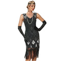 Great Gatsby Dress 1920s Flapper Dress Women Vintage Evening Party Gown V-neck Sleeveless Embellished Sequin Tassel Long Dress