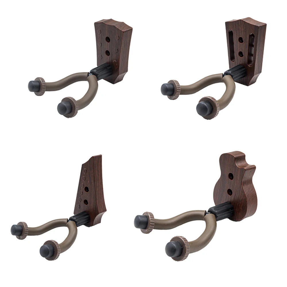 Custom Logo ABS Wood Grain Guitar Wall Mount Non-Locking Guitar Hanger for Musical Instrument Shop