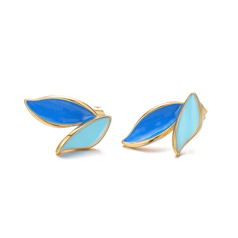 Wholesale Fashion Green Fine Jewelry Stainless Steel Leaves Gold Earrings Women