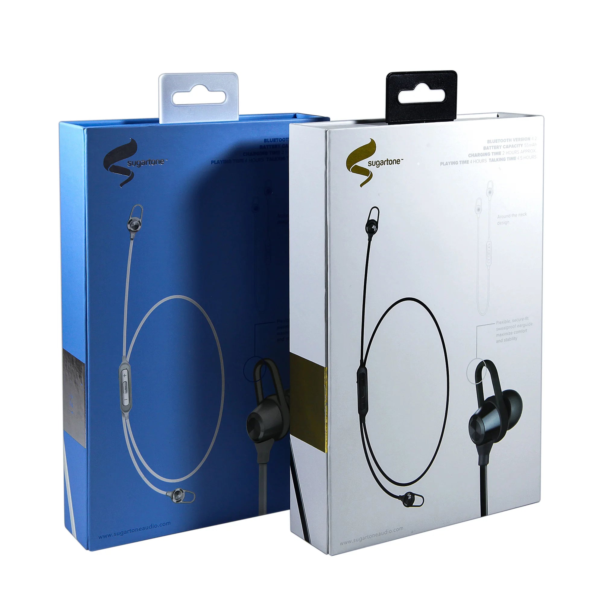 Custom Design Blue and White  Electronic Product Luxury Gift Earphone/Headset Packaging Box With Hook Cardboard Gift Box