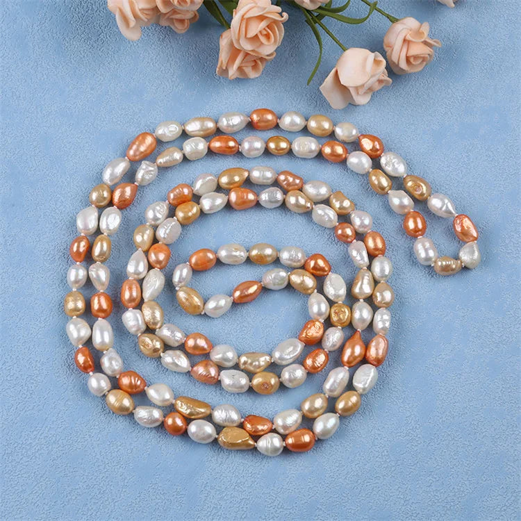 Colorful Pearl Jewelry Set Baroque Freshwater Pearl Beaded Necklace Bracelet for Girls