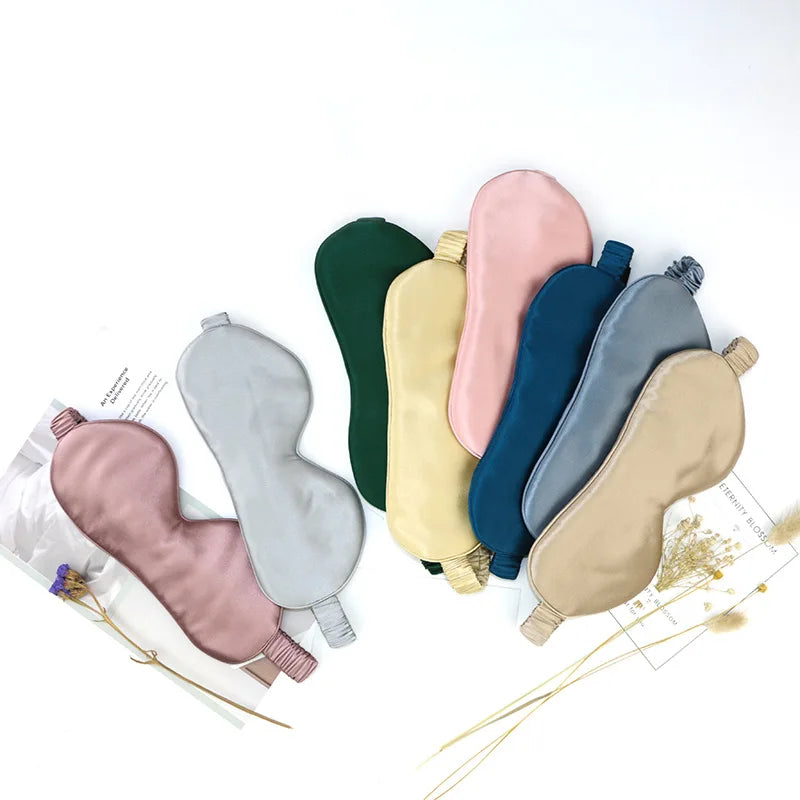 High Quality Breathable Elastic Band Eye Cover 25MM Silk Satin Reusable Eye Mask