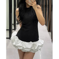 Chic Y2K Sleeveless Backless Solid Mini Bodycon Dress Women Elegant Ruffled Hem Eco-Friendly Short Sundress Holiday Lady Evening
