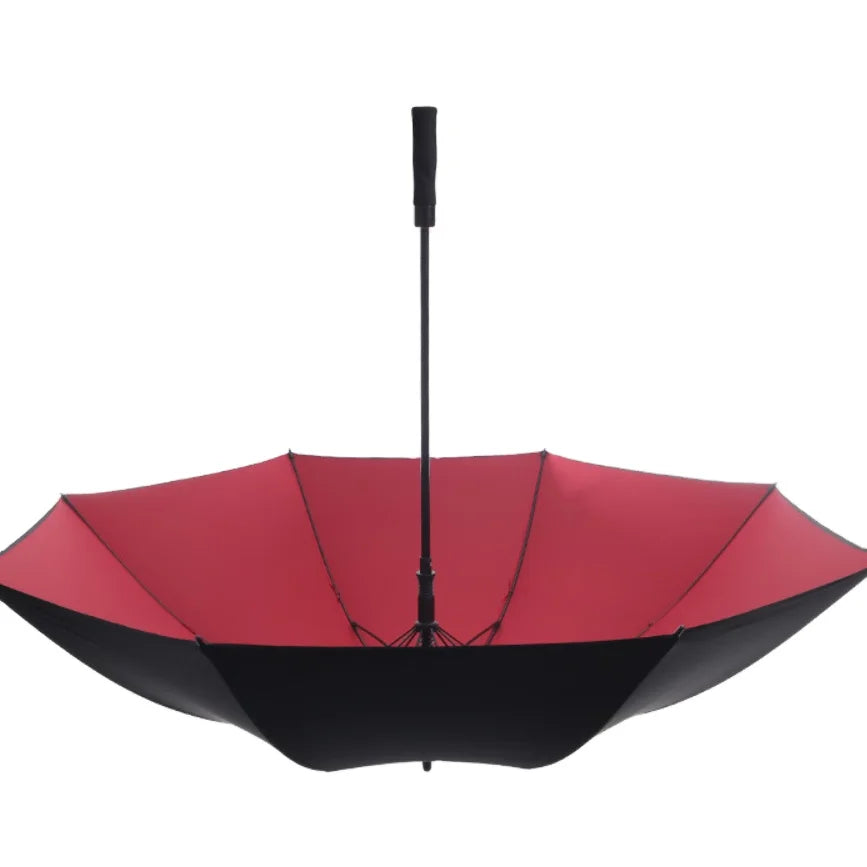 Red Black Wholesale Custom Double Layer Fashion Umbrella 8K Ribs Straight Minimalist Design logo Golf Umbrella