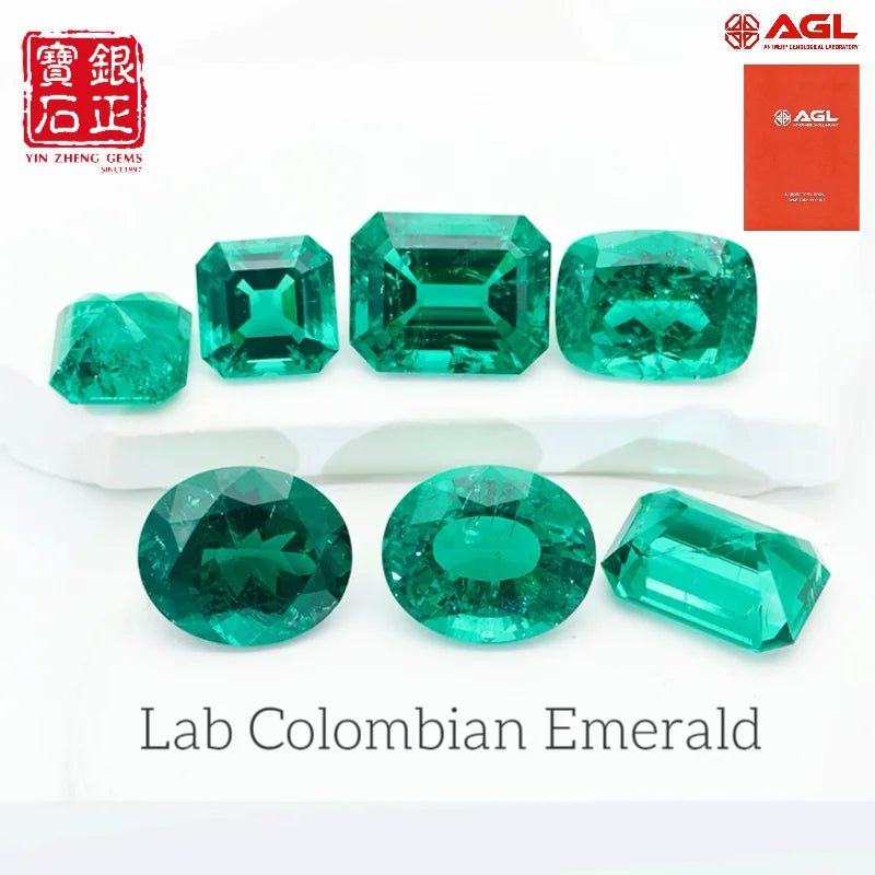 Hydrothermal Lab Grown Colombian Emerald Multi Shape with AGL Certificate Synthetic Green Loose Stones Beads for Jewelry Making