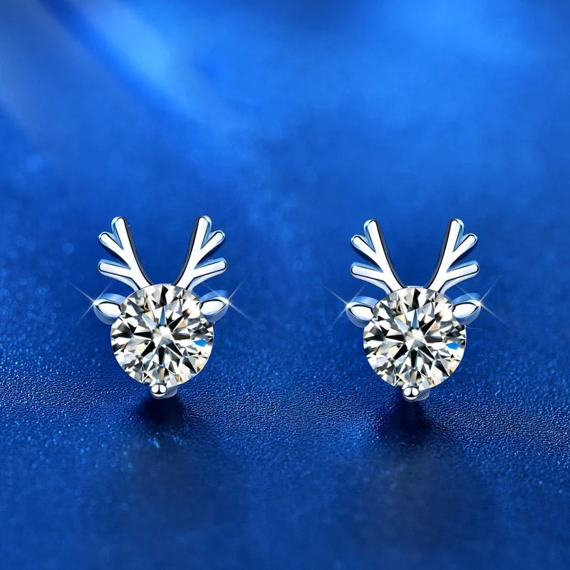 XEZ006 925 Sterling Silver Women Luxury Crystal Round Stud Earring Vintage Wedding Jewelry White Moissanite Earrings for Women