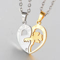 G900 Stainless Steel Jewelry 4 Leaf Clover Heart Pendant Necklaces of Two Halves Puzzle Key I Love You Couples Necklace
