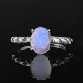 100% Natrual Crystal Inlay Fashion Blue Moonstone Gemstone Ring for Women Cooper Plating Silver Adjustable Colorfast Ring Gift