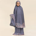Muslim Children Girls Prayer Dress 2 Pieces Hijab Abaya Ramadan Set Islamic Khimar Adults Middle East Ethnic Clothing Nida