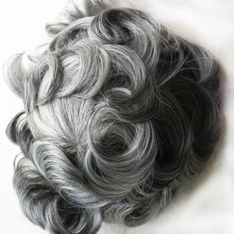 Lace Base Human Hair Toupee Man Natural Gray Hair Piece Mens Replacement System Lace Front Bleached Natural Hair Line for Men