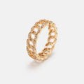 Fashion Jewelry Wholesale 18K Gold Plated Twisted Link Chain Cubic Zircon Rings for Women