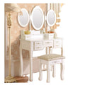 Customized Modern Wooden Mirror Dressing Table with 7 Drawers and Stool