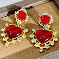 Wholesale Fashion Jewelry Medieval Vintage Minority Unique Retro Style Design Flower Earrings Jelly Glazed Hollow Heart Earrings