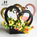Zexwrap Waterproof Foldable Hollow-out Cardboard Portable Flower Bag with Heart Shape Korean Design Handmade for Gift Packaging
