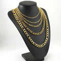 14K Gold Plated Stainless Steel Figaro Curb Link Chain Necklace Classic Clavicle Design for Men and Women Party Gift