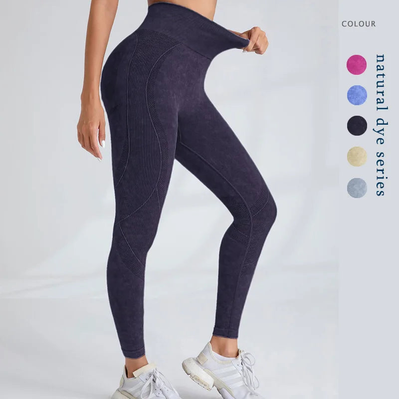 Women's Solid Wash Soft Seamless High Waist  Peach Hip Scrunch Butt Leggings Breathable High Waist Yoga Sports Pants