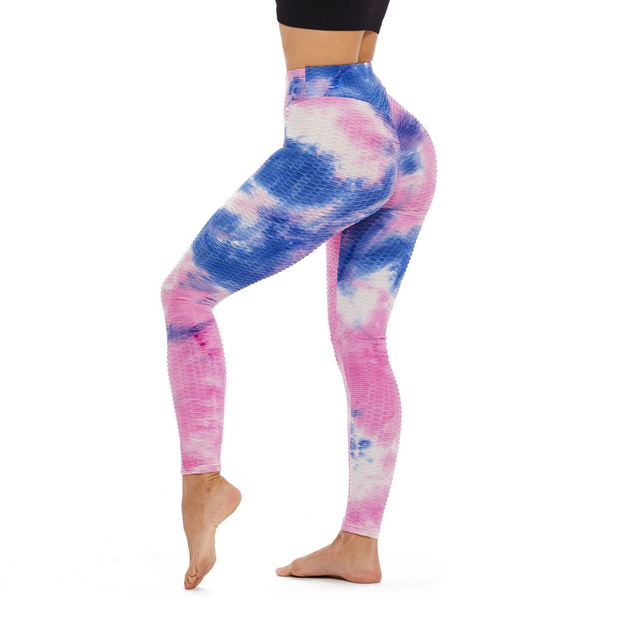 Guangzhou Auyan Yoga Jacquard High Waist Peach Buttock Leggings Tie Dye Bubble Yoga Pants