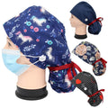 Long Hair Ponytail Holder Cotton Custom Hospital Women's Doctor Nurse Working Cap Button Ribbon Medical Scrub Cap Scrubs Hat