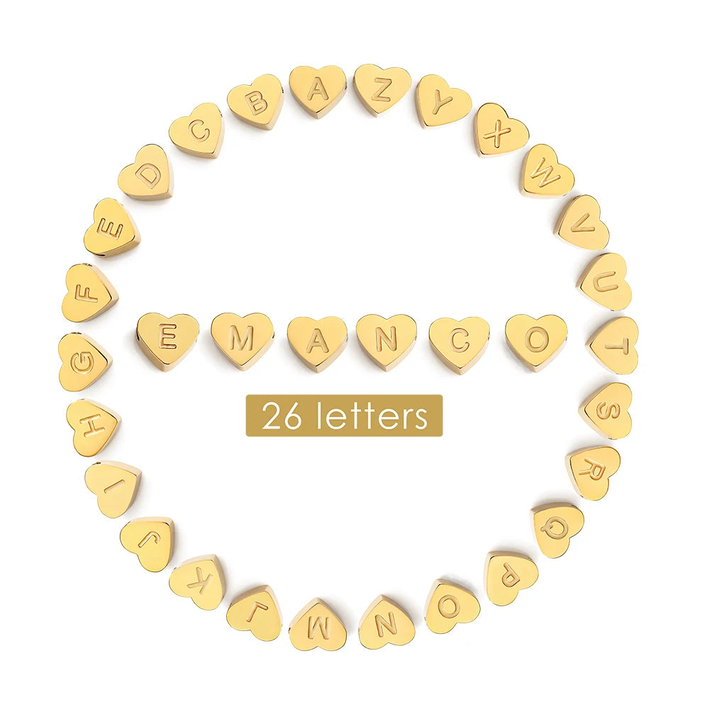 EManco New Popular Stainless Steel Initial Letter Capital A-Z Love Heart Pendant Charms for Necklace
