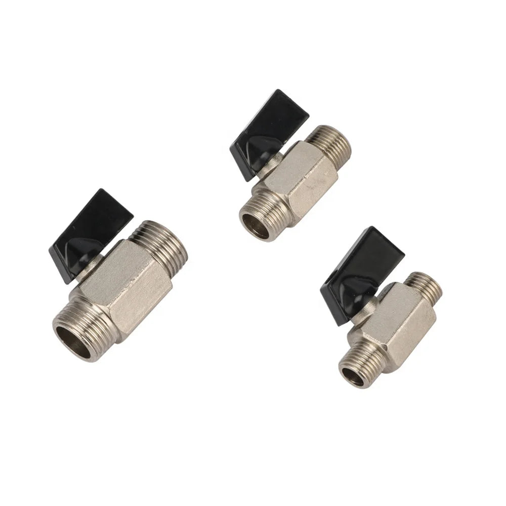 1/4" 3/8" 1/2" Double Male Thread Mini Brass Ball Valve Air Compressor Valve