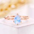 925 Sterling Silver Pear Shaped Rose Gold Twisted Solitaire Ring Moonstone Engagement Ring