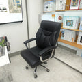 Black Synthetic Leather Ergonomic Executive Modern Design Fixed Armrest Adjustable Durable Cheap Price Swivel Wood Office Chair