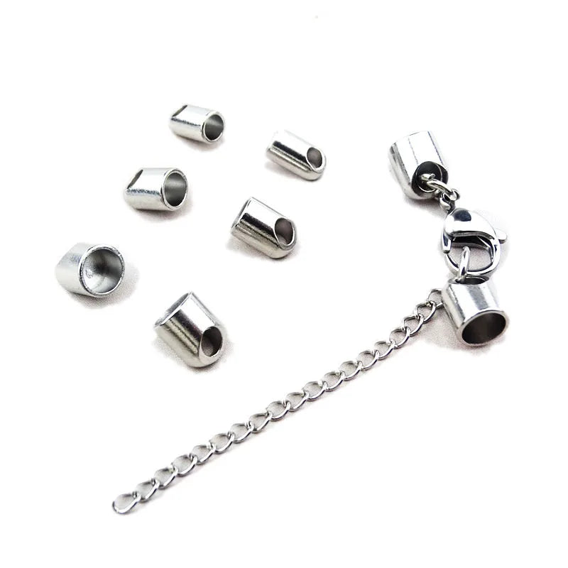 Stainless Steel Color Tarnish Resistant 304 Stainless Steel Cord Ends Terminator Tips End Caps  for Leather Cord Jewelry