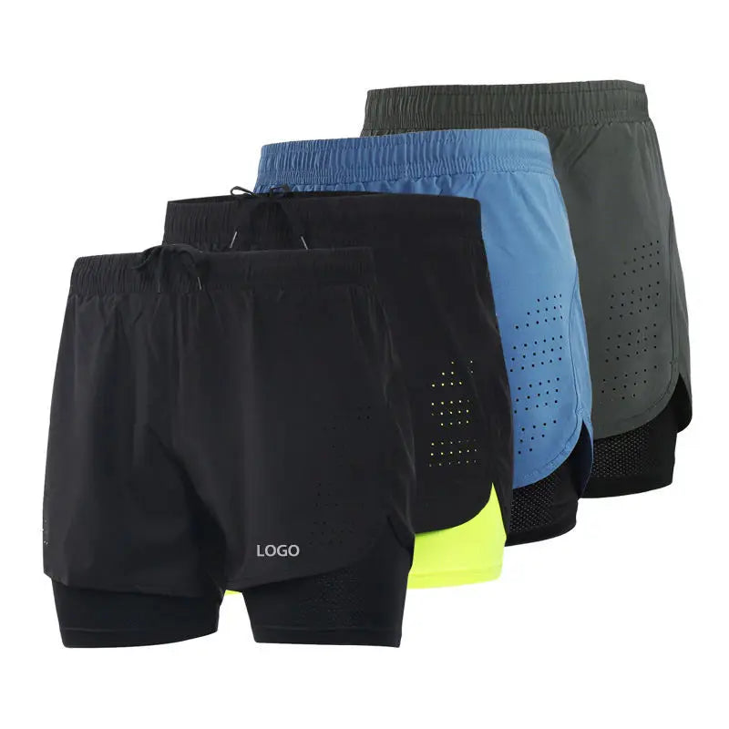 Men's 2-in-1 Running Sport Shorts Quick Drying Breathable Gym Training Exercise Jogging Cycling Shorts With Longer Liner