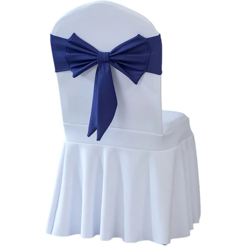 Factory Price Polyester Reusable Eco-Friendly Chair Sashes Bows Elastic Bow Tie Chair Back Bands for Wedding Banquet Decorations