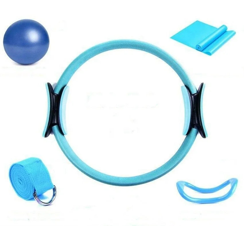ONESTARSPORTS 5PCS Yoga Mix Resistance Pilates Ring Wheel Handle Circles Fitness Gym Exercise