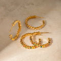 Summer's New Fashion Women's Cute C-Shaped Earrings Colored Rhinestone Stainless Steel