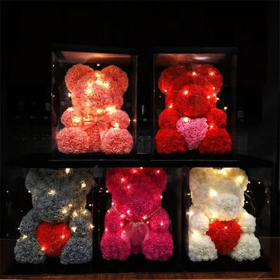 New Rose Hugging Heart Bear Soap Bouquet Valentine's Day Gift