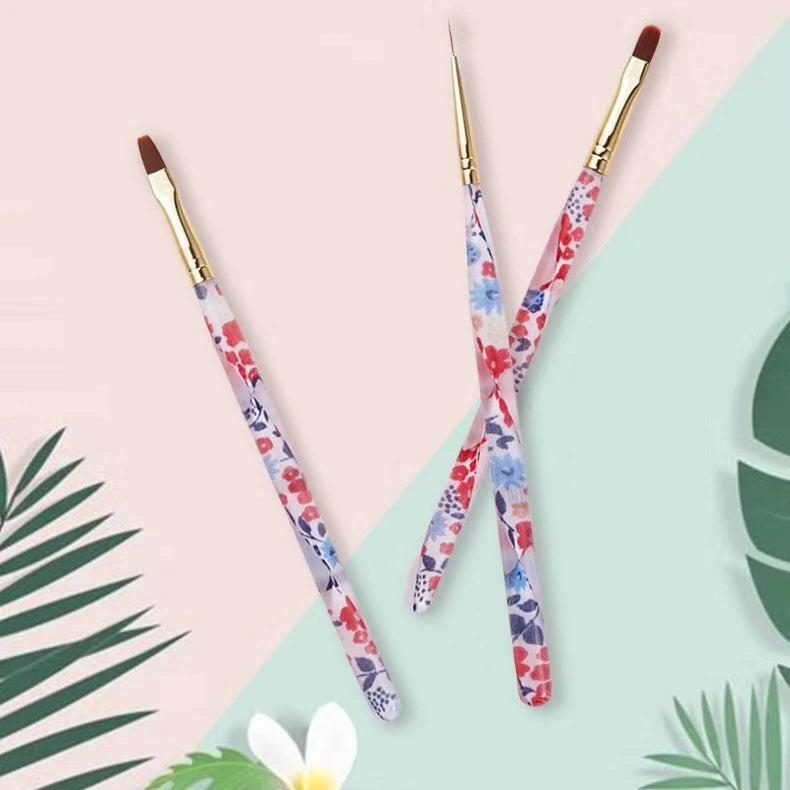 Baowang Customizable Nail Brush Private Label Red Resin Nylon Oval Flat UV Gel Liner Art Paint Pen Multifunctional