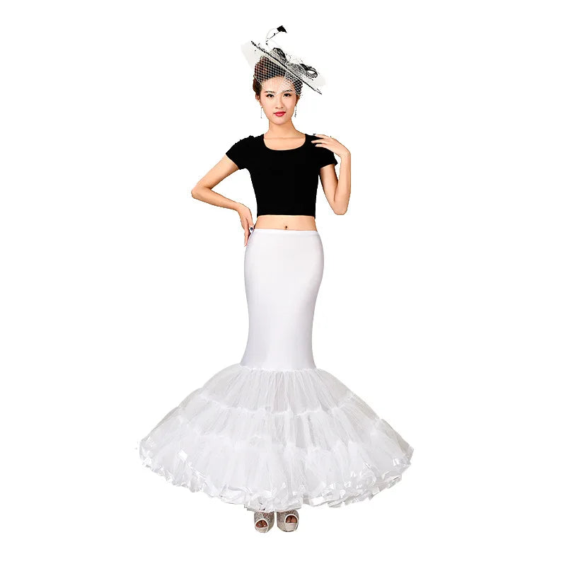 2021 New Tulle Mermaid Bridal Petticoat White Underskirt Bridal Petticoat Crinoline Wireless Mermaid Trumpet Underskirt