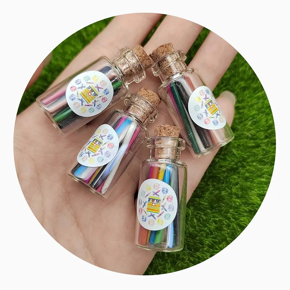 Bulk 10Bottle/Set Miniature Doll House Colorful Pencil Crayons Set Mini Pencil Crayons in Jar for Painting Supplies