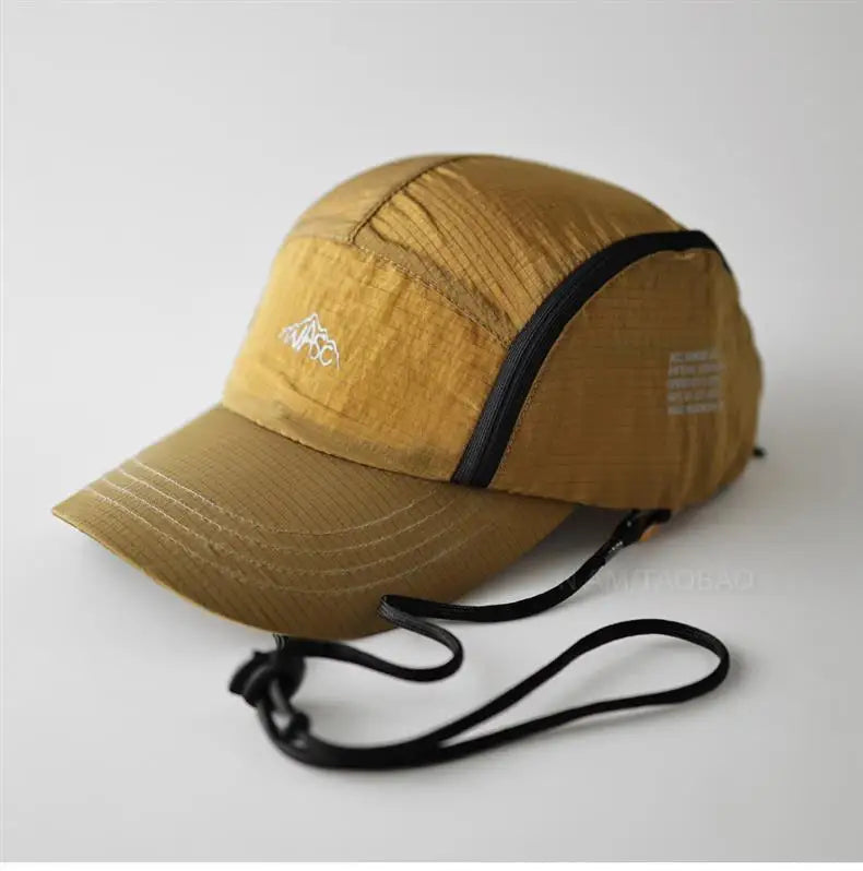 Wholesale 5-Panel Waterproof Nylon Performance Sports Outdoor Camping Hat with Custom Logo and Pocket