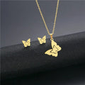 Shangjie Jewelry Set Mexican Insect Butterfly Necklace Earring Set Gold Plated Stainless Steel Jewelry Set for Gift