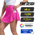 Custom Women's High Waist 2-in-1 Tennis Skorts Quick Dry Moisture-Wicking Breathable Anti-UV 4-Way Stretch Spandex/Nylon Outdoor