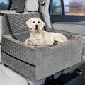 Eco-Friendly Luxury Dog Booster Seat Comfortable Washable Car Bed for Medium to Larger Dogs up to 60lbs Storage Pockets in Gray