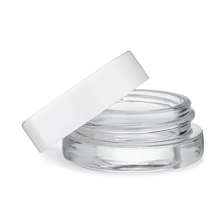 Empty 5ml 7ml 9ml Thick Glass Containers with Black Child Resistant Lids-Jars for Lip Balm Wax Cosmetics