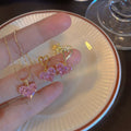 Fashion 2 Pcs/Set Pink Crystal CZ Heart Earrings Iced Out Cubic Zirconia Pink Love Heart Necklace Jewelry Set
