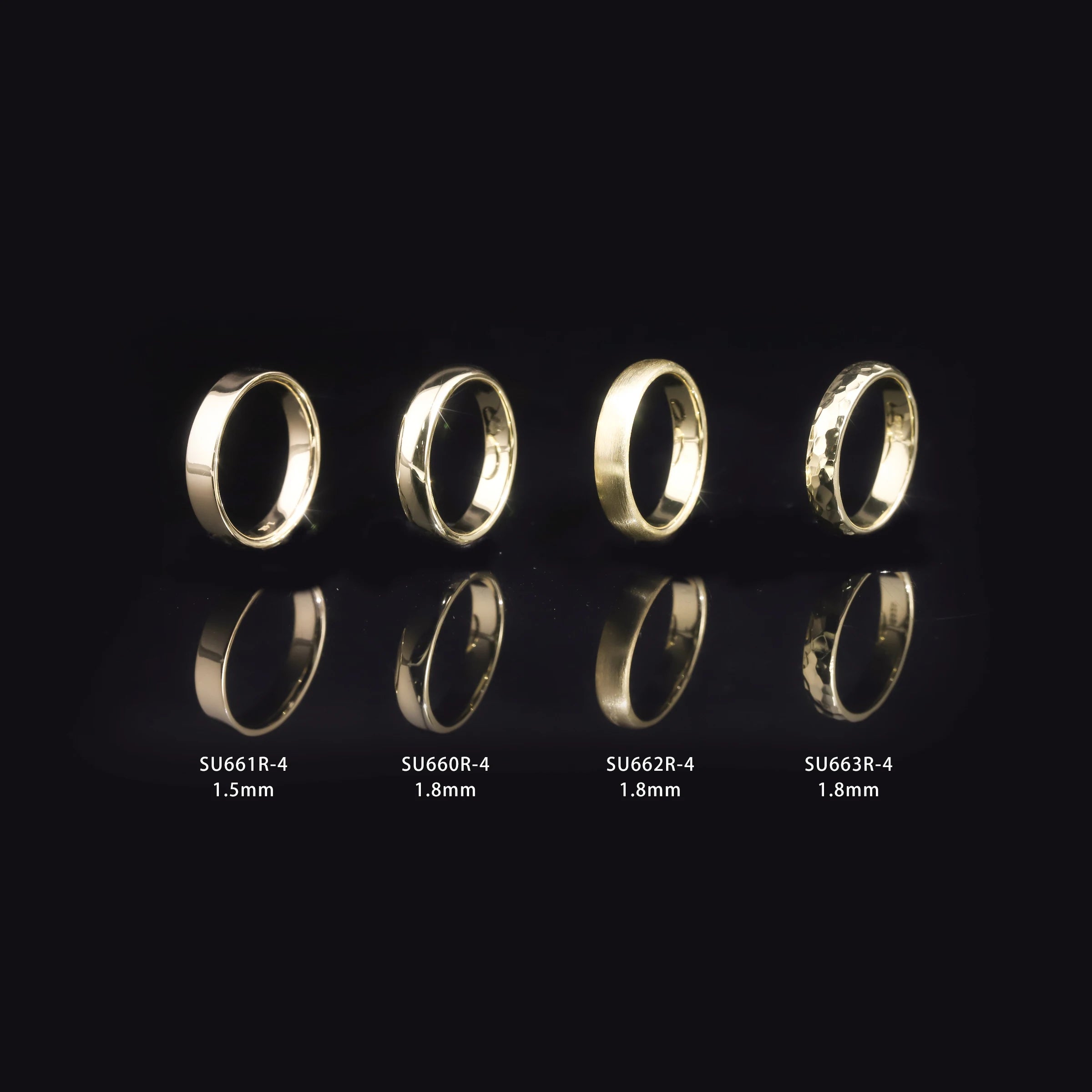 Abiding Genuine 925 Sterling Silver Yellow Gold Plated 1mm-6mm Bright Polished Hammer Stain Design Plain Ring Wedding Band
