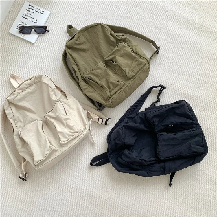 Travel Female Fashion Trend Simple School Shoulder Bag Leisure Large Capacity Backpack South Korean Women Nylon Backpacks